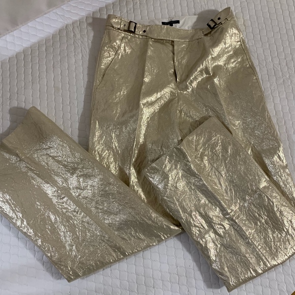 Gold Metallic Fly Front Trouser - Picture 4 of 8